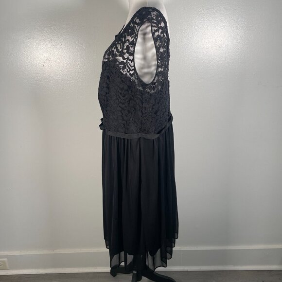 David's Bridal Black Round Neck Lace Bodice Mesh Skirt Sleeveless Dress Size 20 - Picture 6 of 15